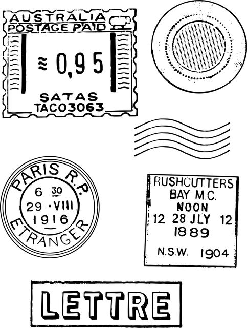 stamps with different numbers and symbols on them