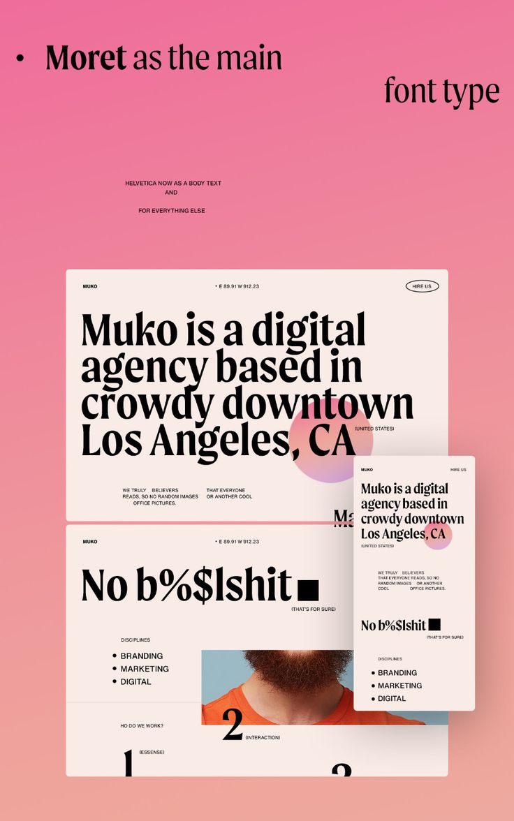 two different font styles on the same page, one is black and white with pink background