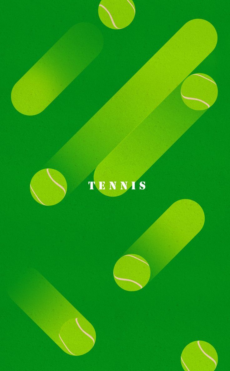 tennis balls on a green background with the word tennis in white letters above them,