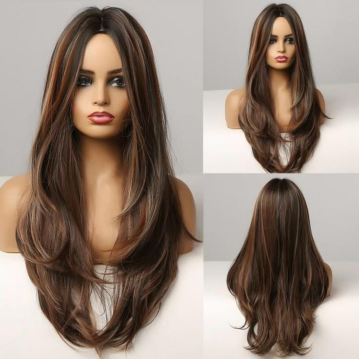 Wig Natural Hair, Haircuts For Long Hair With Layers, Wavy Wigs, Ombre Pink, Wigs Synthetic, Fake Hair, Pink Wig, Hair For Women, Haircuts Straight Hair