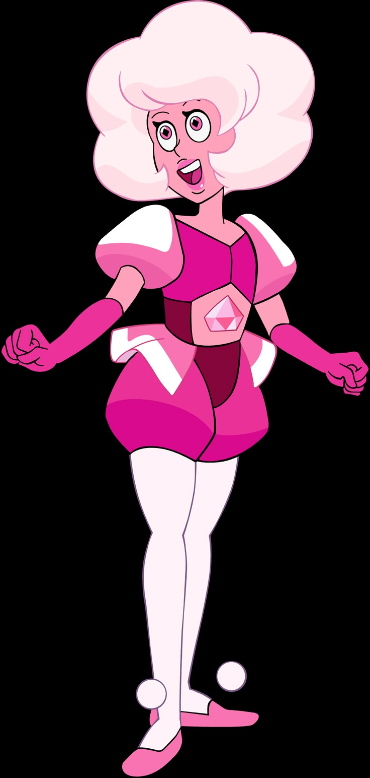 a cartoon character with pink hair and glasses on her face, wearing a body suit