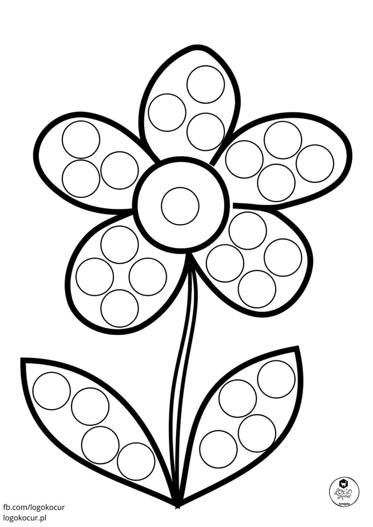 a flower with circles on it coloring page