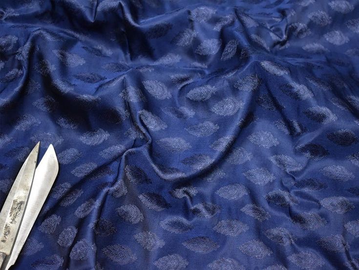 Navy Blue Sewing Jacquard Banarsi Wedding Dress Brocade Fabric | Etsy Indigo Fabric, Wedding Dress Fabrics, Indian Fabric, Wedding Lehenga, Satin Color, Brocade Fabric, Weaving Patterns, Floral Dress Summer, Jacquard Fabric