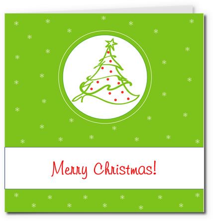 a christmas card with a green and white background