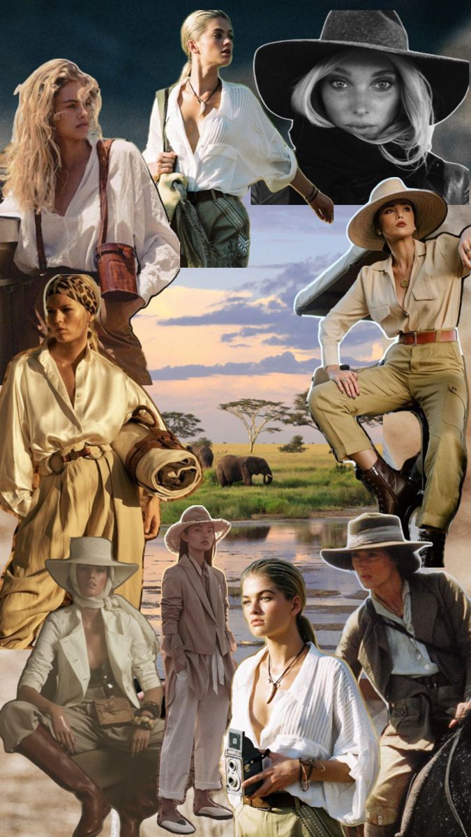 the collage shows many different people dressed in old western clothing, including men and women