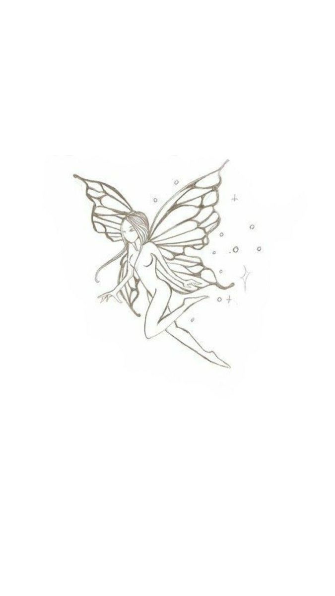 a drawing of a fairy sitting on the ground