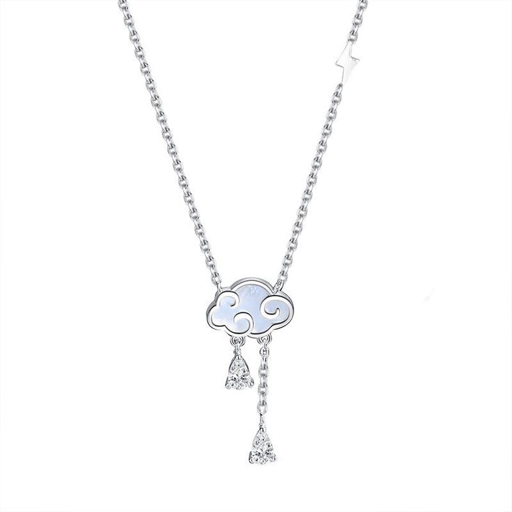 nolo xiangyun reishi style mushroom cloud with rain luck cloud yunwen auspicious clouds zuiun silver rain cloud lightning chain necklace Cloud Jewelry Necklaces, Clouds With Rain, Cloud Jewelry, Cloud Necklace, Cloud Pattern, Necklaces Chain, Character Sheets, Rain Cloud, Clouds Pattern