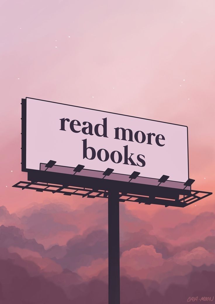 a sign that reads read more books on it in front of a sunset sky with clouds