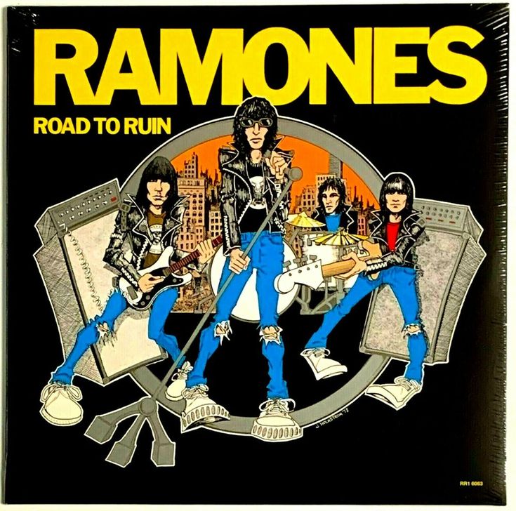 the ramons road to ruin album cover with an image of their band playing guitar