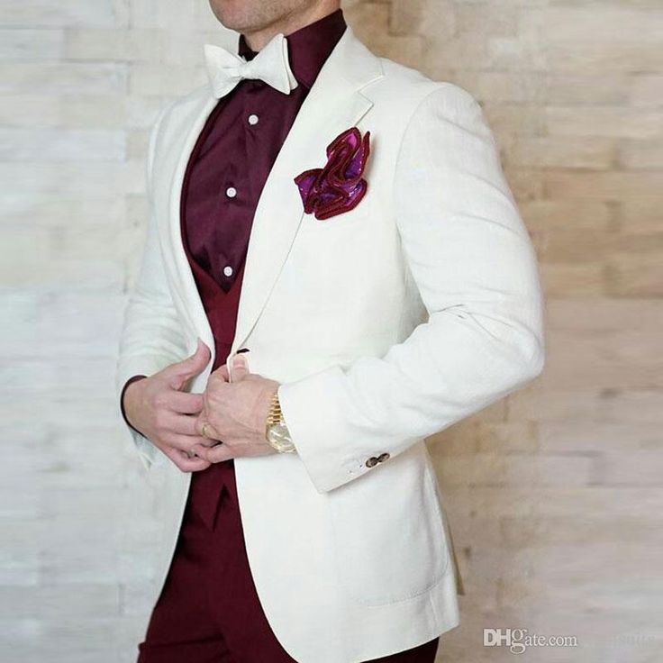 Men Suits for Wedding Ivory Groom Wear Burgundy Trousers Man Blazer Coat Pants Vest Costume Homme Terno Masculino Trajes De Hombre Men Suits for Weding Groom Wedding Tuxedo Costome Homme Terno Masulino Online with $137.73/Piece on Realsuits's Store | DHgate.com Groom Blazer, White Tuxedo Wedding, Men Suits Wedding, White Wedding Suit, White Tux, Costume Africain, Prom Tuxedo, Man Blazer, Wedding Suits Groom