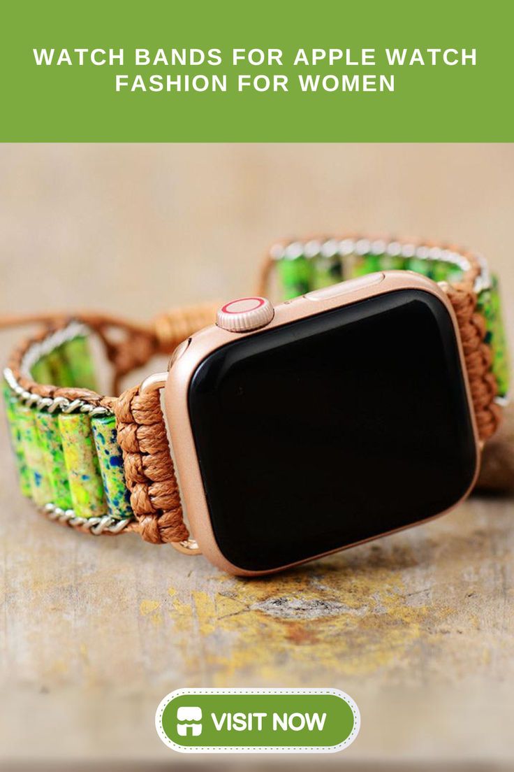 Vibrant green  beaded Apple Watch band  offering a bold and stylish accessory for women. This unique design combines colorful beads with elegant detailing, making it perfect for those looking to add a pop of color to their Apple Watch while maintaining a fashionable aesthetic Adjustable Handmade Brown Watch Bands, Brown Handmade Adjustable Watch Band, Handmade Adjustable Brown Watch Band, Bohemian Brown Bracelet Strap Apple Watch Band, Bohemian Brown Apple Watch Band With Bracelet Strap, Adjustable Brown Apple Watch Band For Gift, Adjustable Brown Apple Watch Band As Gift, Handmade Adjustable Green Watch Bands, Adjustable Beaded Brown Apple Watch Band