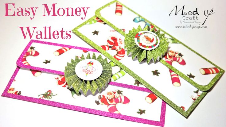 two christmas themed gift tags with the words easy money wallets written on them and decorated with candy canes