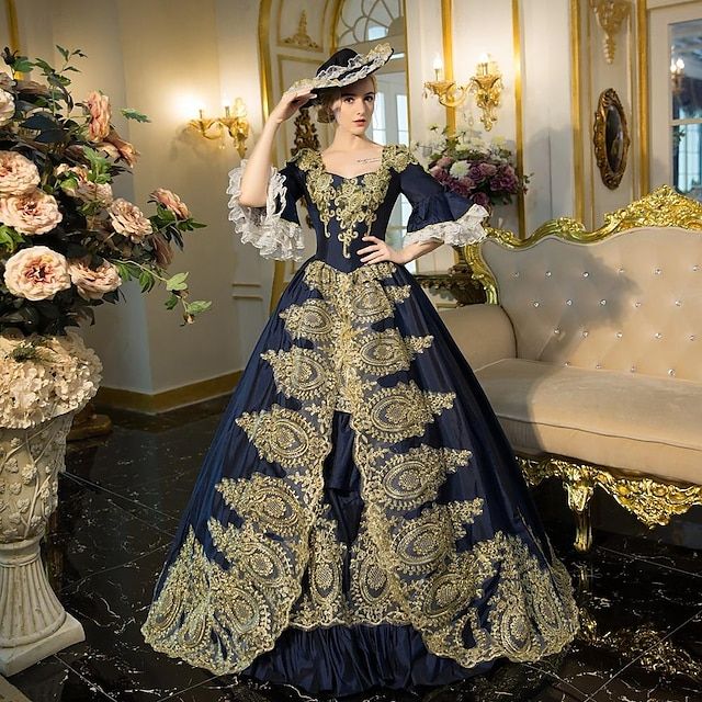 Gothic Rococo Victorian Vintage Inspired Medieval Dress Party Costume Prom Dress Princess Shakespeare Women's Solid Color Ball Gown Halloween Party Evening Party Masquerade Dress 2024 - $139.99 Victorian Evening Dress, Rococo Dress, Princess Prom Dresses, Period Dress, Retro Costume, Medieval Dress, Maxi Gown Dress, Vestidos Vintage, Ball Gown Dresses