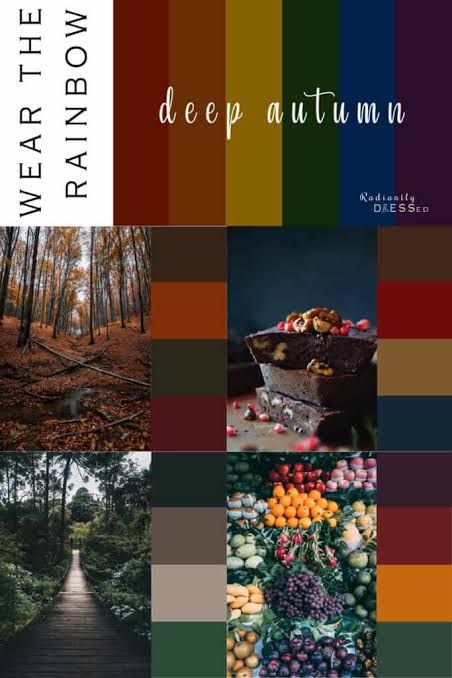 a book cover with many different pictures and words on it, including the title'deep autumn '