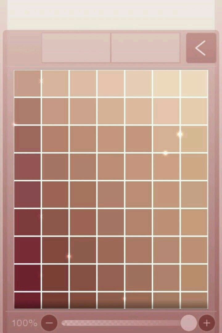 the color picker app is open and showing different shades of brown, pink, and red