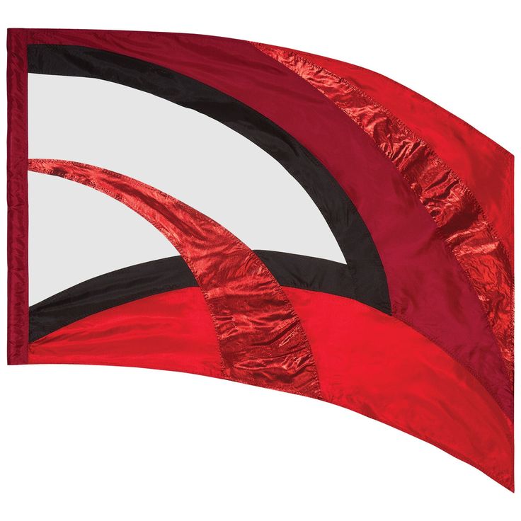 a red and black flag flying in the wind