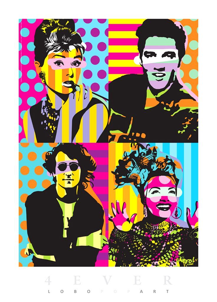 the four faces of pop art are shown