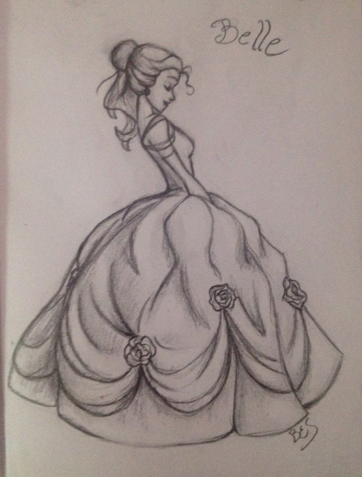 a drawing of a woman in a dress with the word'belle'written on it