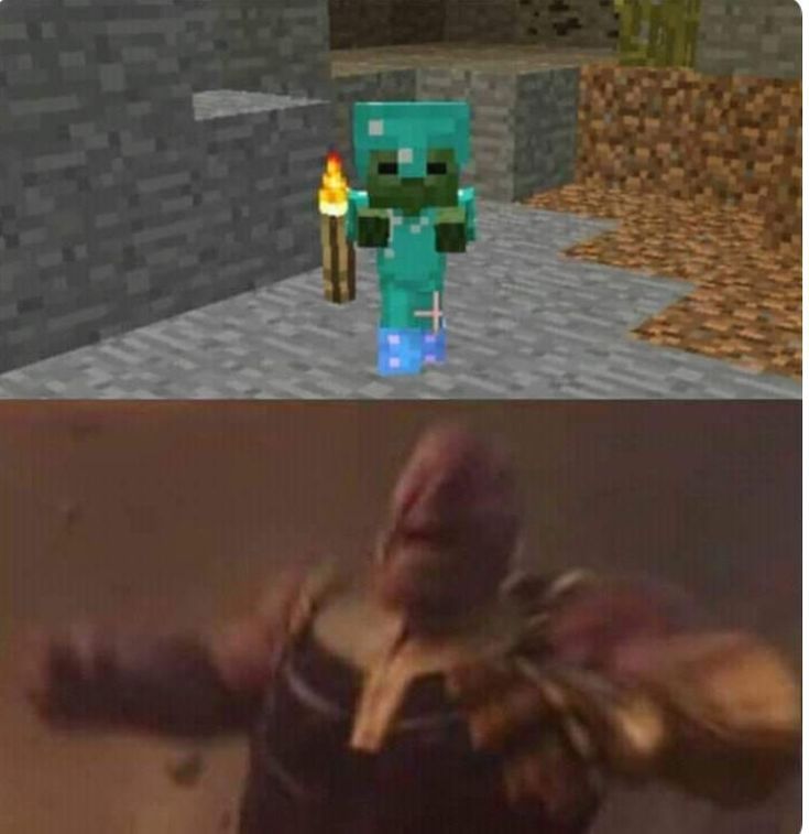 an image of the same character from minecraft and then in real life with other characters