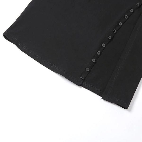 If you love sexy retro skirts, this Vintage Gothic A-Line Cut Long Skirt is the top-quality party skirt for you. Our Sexy Buckle Front Clubwear For Women comes with high-quality material with just a touch of stretch to keep it feeling good. The sides of this skirt are a bit longer than usual to help protect your modesty as well. Whether you're going out or to the club, this glamorous skirt can work as your best choice of the garment to look more attractive and charming. Please check out our size Black Mini Skirt In Punk Style, Fitted Black Punk Skirt, Gothic Black Mini Skirt, Black Gothic Mini Skirt, Black Fitted Y2k Skirt, Black Mini Pencil Skirt For Party, Black Stretch Mini Skirt For Club, Y2k High Waist Black Skirt, Stretch Cotton Mini Skirt For Night Out