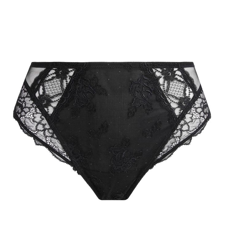 High-waisted panty LISE CHARMEL Sublime en Dentelle Chic Lace Bottoms For Evening, Chic Lace Evening Bottoms, Black Lace Bottoms With Delicate Details, Black Delicate Lace Bottoms, Black Lace Bottoms With Delicate Lace Detail, Fitted Party Bottoms With Delicate Lace, Sheer High Waist Bottoms For Evening, Evening Sheer High-waist Bottoms, Sheer Lace Bottoms For Evening