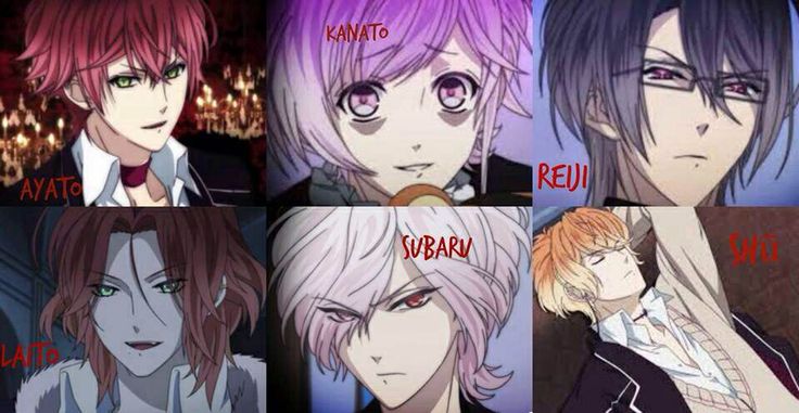 some anime characters with different hair colors