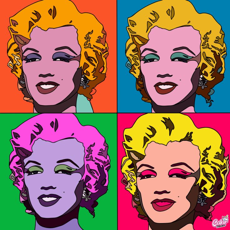 four pop art paintings of marilyn monroe