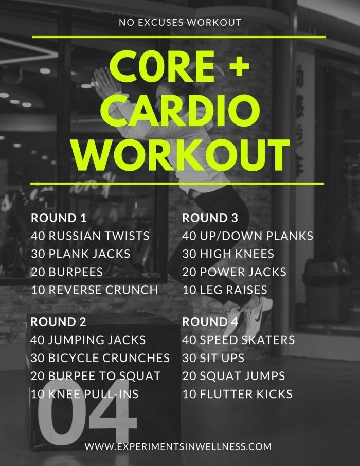 At Home Workout Abs | Core + Cardio - Experiments In Wellness Full Core Workout Gym, Cardio Workout At Home List, Amrap Core Workout, Abs Emom Workout, Hiit Core Workout At Home, Core Crossfit Workout, Core Hit Workouts, Cardio Core Circuit, Cardio Workout At Home For Men