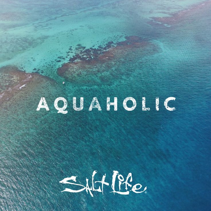 the words aquaholic are written in white ink over an aerial view of blue water