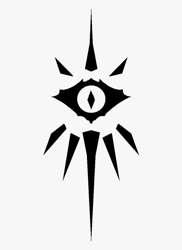 the legend of zelda symbol is shown in black and white, with an eye on it