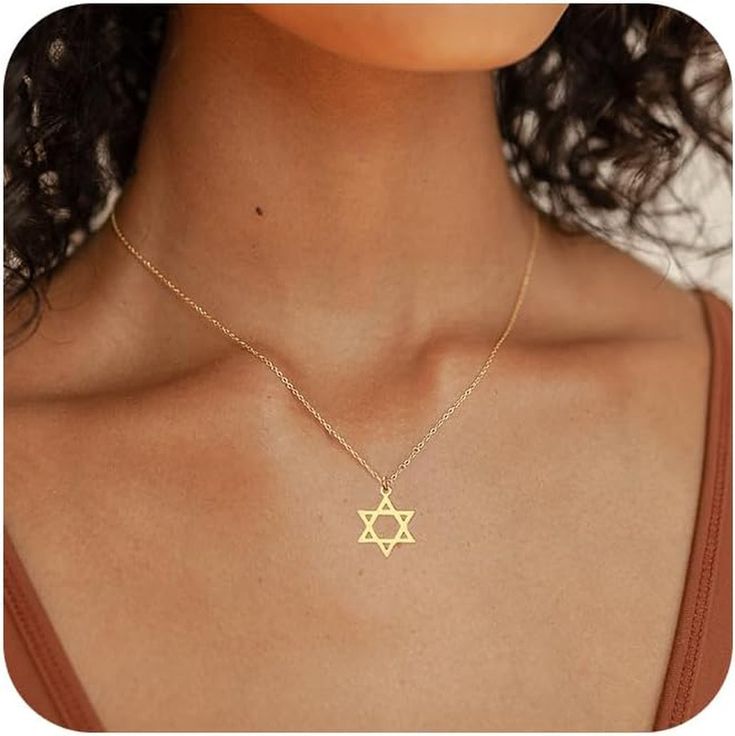 Elevate your style with this stunning Gold Star of David Necklace ✨ Perfect for everyday wear or as a thoughtful gift for a special occasion 🎁 #StarOfDavid #ReligiousJewelry #BaptismGift #NecklaceForWomen #GoldPendant Jewish Star Necklace, Jewish Necklace, Star Of David Necklace, The Star Of David, Jewish Star, Star Of David Pendant, Jewish Jewelry, Christian Jewelry, Star Of David