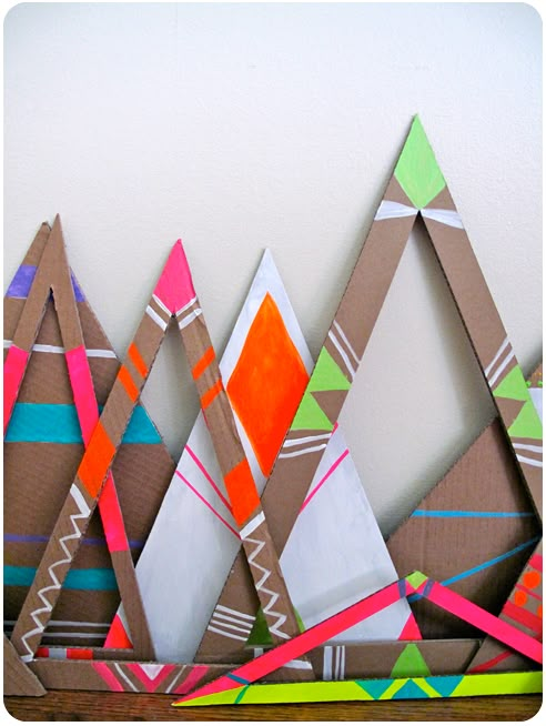 an image of colorful paper mountains on the wall