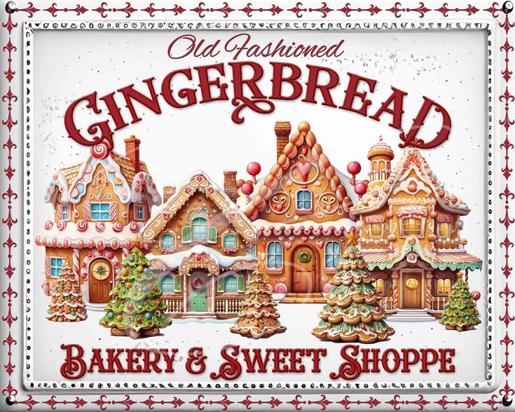 an old fashioned gingerbread bakery and sweet shoppe sign