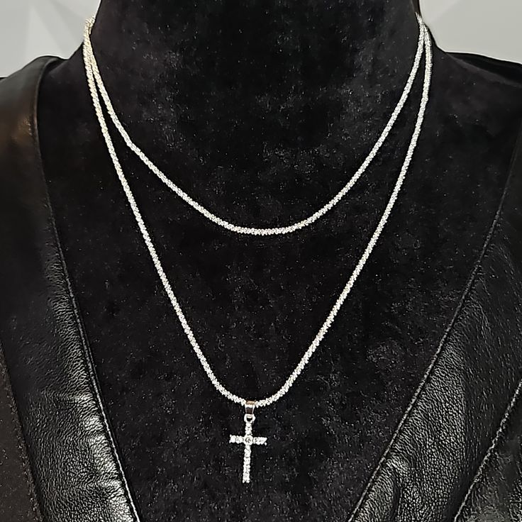 New Beautiful Sterling Silver Stamped 925, Double Cross Pendant Necklace. Can Wear Alone Or With Both Chains. Each Chain Is 16" With A 3" Extender Layered Crosses, Band Outfits, Country Wear, Cross Pendant Necklace, Cross Pendant, Womens Jewelry Necklace, Double Layer, Jewelry Necklaces, Women Jewelry