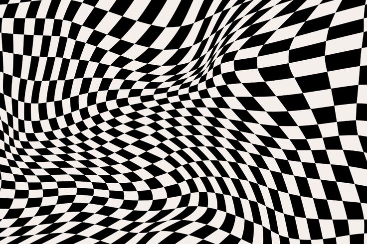 an abstract black and white checkered background with wavy lines in the center, creating a optical illusion