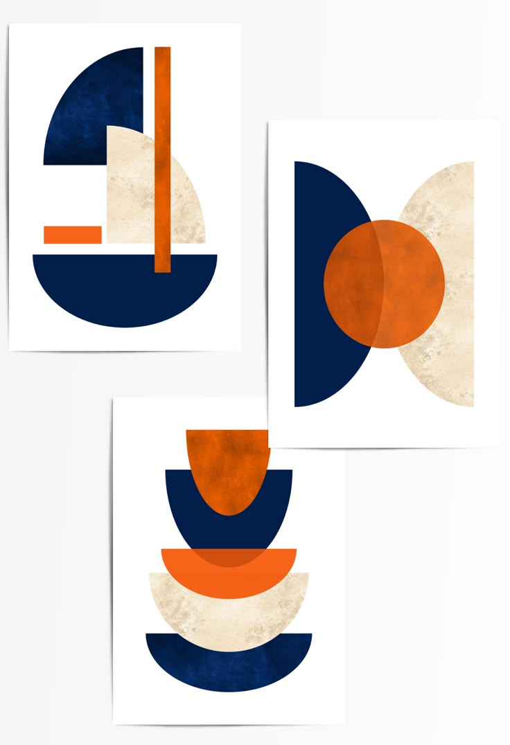 blue orange and beige geometric wall art Navy Blue And Orange Bathroom, Navy Orange Color Palette, Navy Orange Bedroom, Navy And Orange Living Room, Navy And Rust Living Room, Blue And Orange Palette, Living Room Colour Ideas, Decorating With Orange, Room Colour Ideas