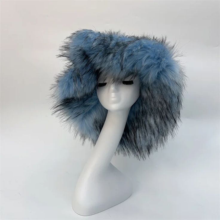 Scene: party Material: Fur Fun Brimmed Mini Hats For Winter, Fun Winter Festival Hats, Trendy Bucket Hat For Party, Trendy Party Bucket Hat, Brimmed Blue Mini Hats For Winter, Trendy Adjustable Winter Costume Hats And Headpieces, Winter Festival Mini Hats One Size, Winter Party Hats With Short Brim, Wide Brim Winter Party Hat