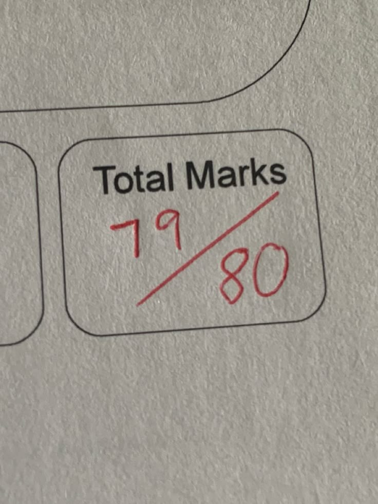 the price label for total marks is displayed on a piece of paper with red marker