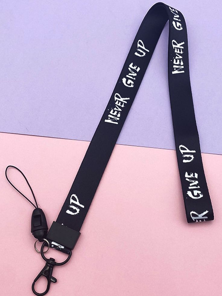 1pc Letter Graphic Lanyard Back To School Black    Polyester  Lanyards   Labels,Indexes & Stamps, size features are:Bust: ,Length: ,Sleeve Length: School Supply Labels, Hair Up Styles, Badge Holder, Badge Holders, Up Styles, Up Hairstyles, Never Give Up, Lanyard, Office And School Supplies