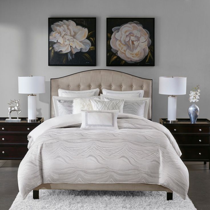 Transform your bedroom into a serene retreat with these stunning gray master bedrooms decor ideas. From soothing gray walls to elegant furniture pieces, find inspiration to create a calming and stylish space. Elevate your bedroom design with these chic gray decor ideas. Glam Comforter Set, White Comforter, Grey Bedroom, King Comforter Sets, Gray Bedroom, Queen Comforter Sets, Madison Park, Queen Comforter, King Comforter