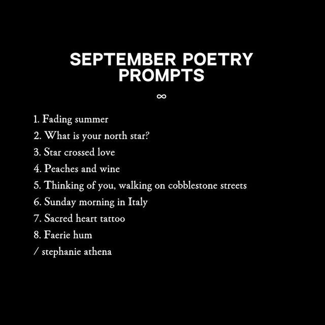 a poem written in black with the words'september poetry prompts'on it