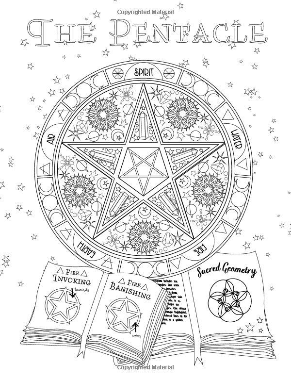 the pentagramge coloring book with an open book