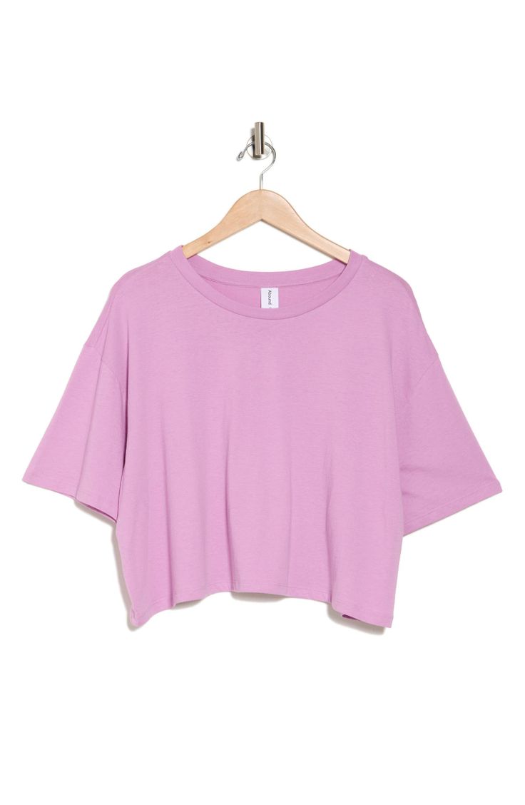 Abound Boxy Cotton & Modal Crop T-Shirt | Nordstromrack Cute Undershirts, Cute Tops Winter, Trendy Shirts Crop Tops, Soft Style Aesthetic, Over The Shoulder Shirt, Cute Oversized Shirts, Preppy Items