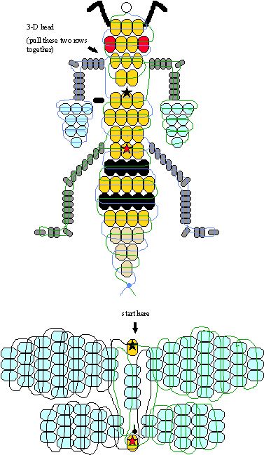 the diagram shows how to make an insect that looks like it's made out of beads