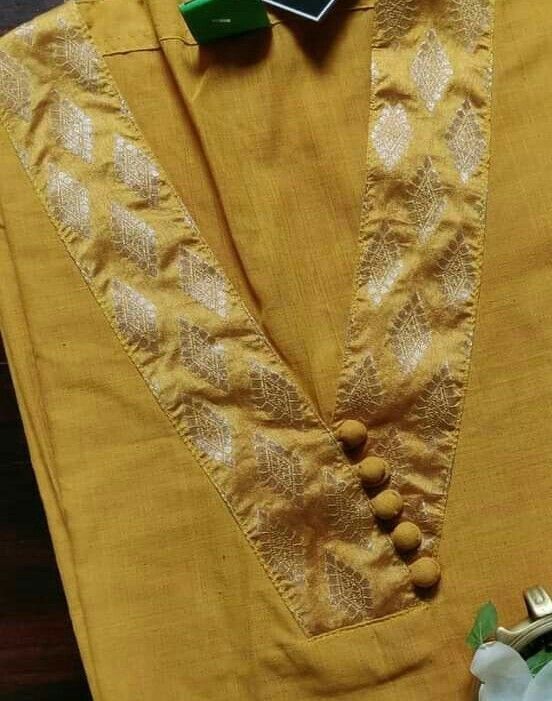 Kurti Neck Designs Embroidery, Salwar Suit Designs Neckline, Silk Kurti Neck Designs Neckline, Border Neck Designs For Kurtis, V Neck Kurti Designs Latest, Kurti Neck Patterns Neckline, Shirt Kurti Design, Kurta Neckline, Salwar Neck Patterns