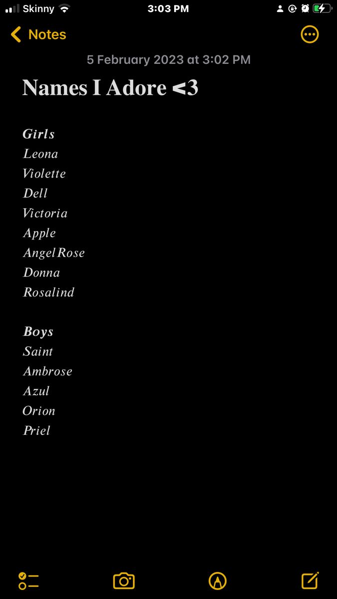 an iphone screen showing the names and dates