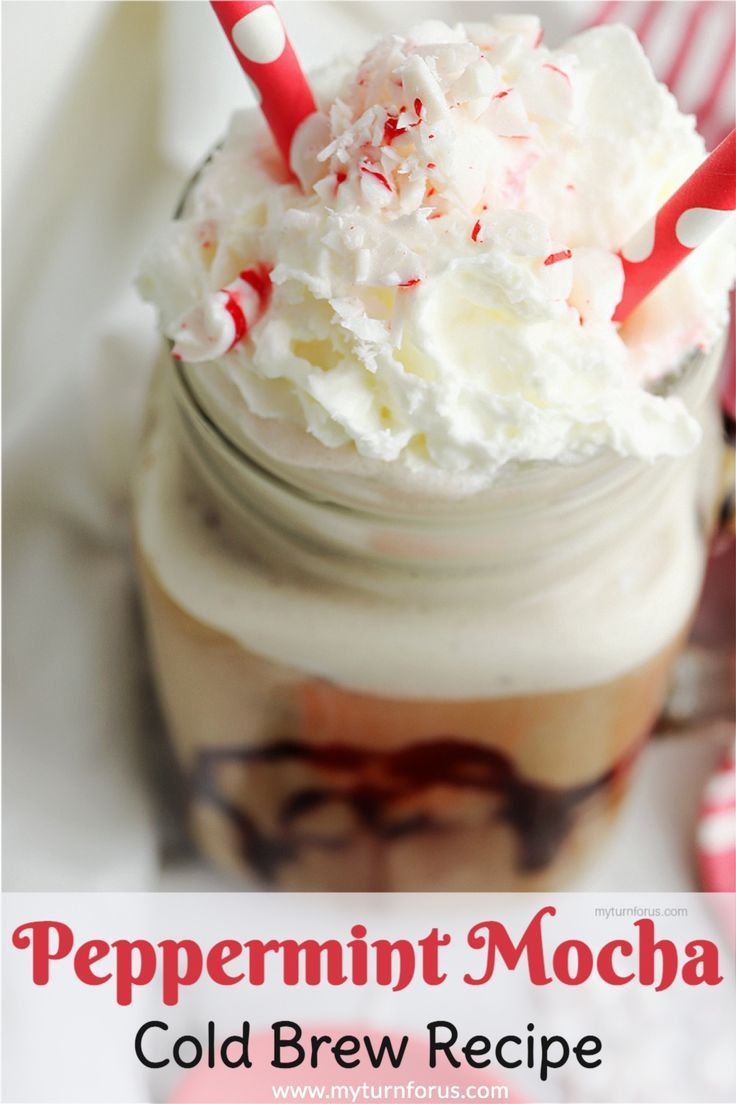 peppermint mocha cold brew recipe in a mason jar