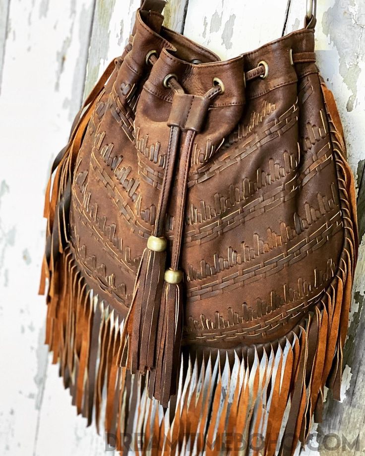 Handmade Gypsy Dream Drawstring Fringed Leather Boho Bag-Crossbody Handbag-Dreamtime Boho-Antique Brown-Dreamtime Boho Fringe Bags Boho, Boho Chic Bags, Diy Leather Projects, Dream Bag, Leather Fringe Bag, Soft Leather Handbags, Fringe Crossbody Bag, Music Festival Fashion, Sustainable Leather