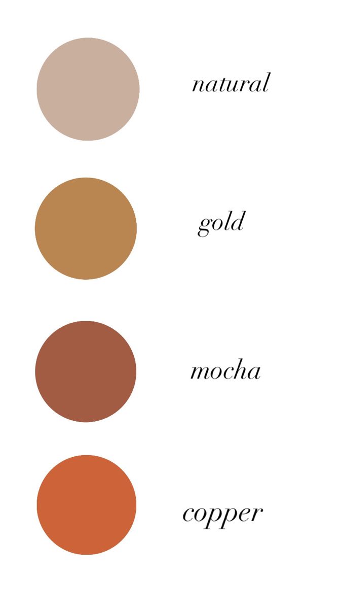 three different shades of neutral, gold and mocha copper