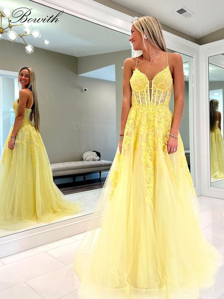 Couleur: Identique à l'image, Coutume; Taille US: 2, 4, 6, 8, 10, 12, 14, 16, 14W, 16W, Format personnalisé Foto Costume, Light Yellow Prom Dress, Prom Dress Yellow, Yellow Prom Dresses, Yellow Prom Dress, Graduation Dresses Long, Yellow Corset, Yellow Lace Dress, Yellow Prom